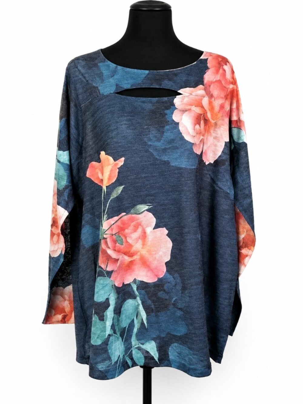 Soft Surroundings Women’s Rose Print Tunic Tee – Size M
